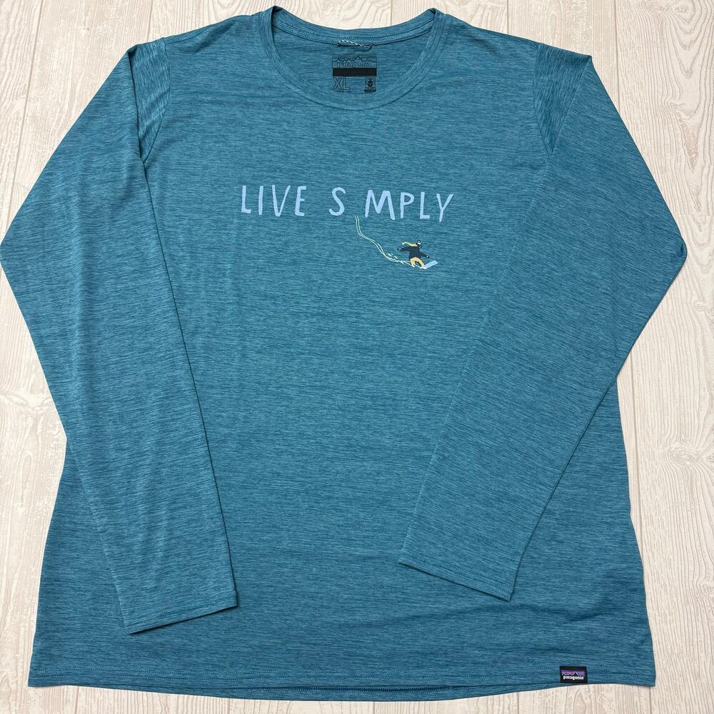Patagonia Live Simply Snowboard Long Sleeve Shirt XL Blue Capilene Outdoor